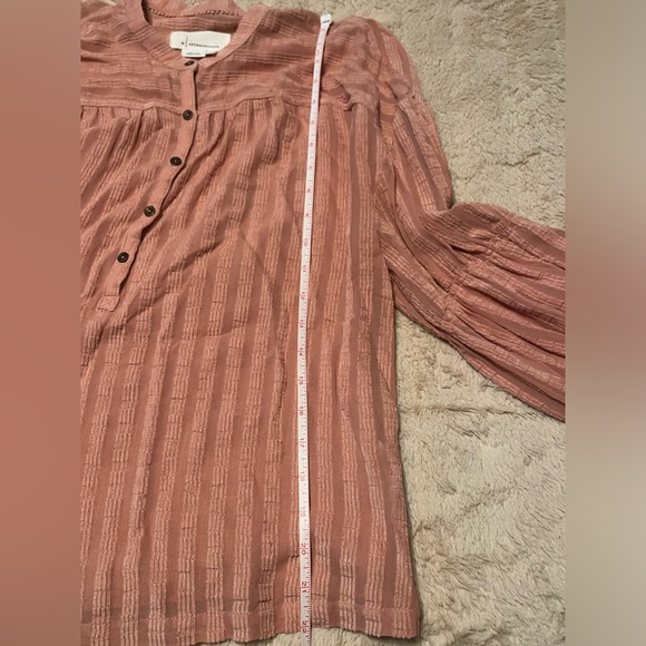ANTHROPOLOGIE Romy Textured Peasant Henley Button Top Blouse Peach XL - Picture 5 of 6